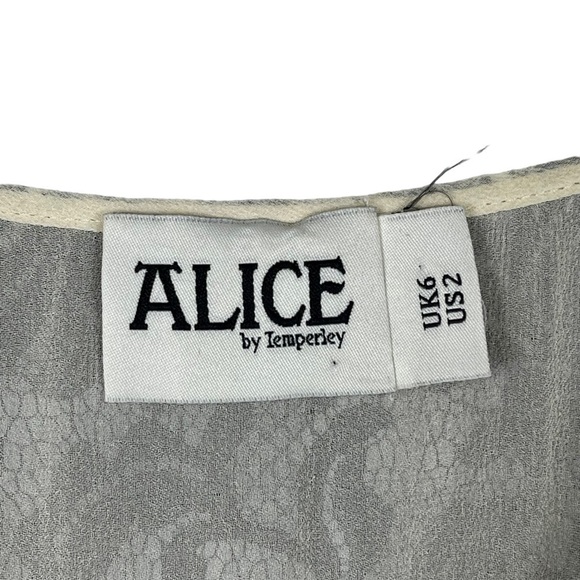 ALICE BY TEMPERLEY FLORAL LACE COQUETTE CABARET BUTTON DOWN SLIP DRESS - Picture 13 of 15